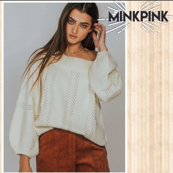 MINKPINK Sweaters - MINKPINK Oversized Knitted Cream Sweater